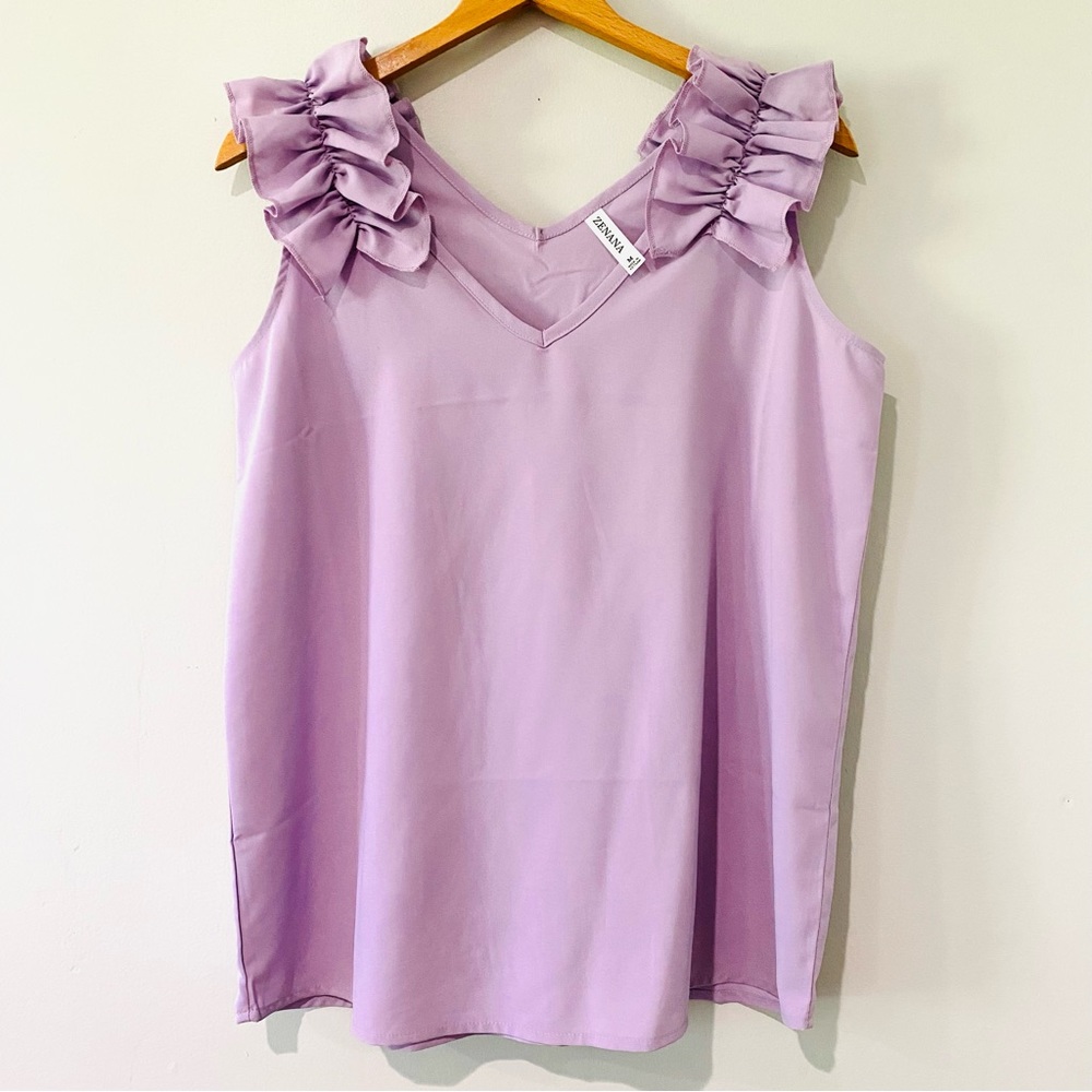 Zenana Ruffle Tank Top Medium